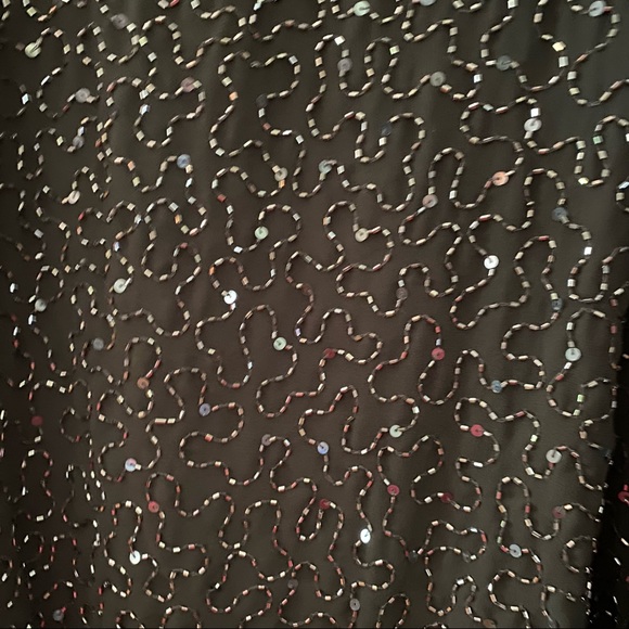 Jkara Cocktail Dress Dropped Waist Dolman sleeves Slate w/sequins Size 16 - Picture 4 of 11